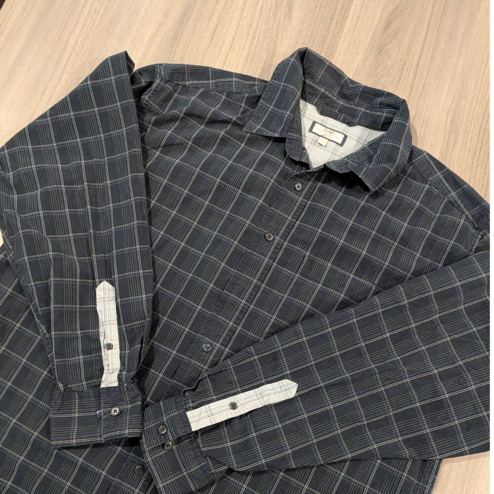 Old Navy Mens Plaid Long Sleeve Button Down Shirt Gray Size XL